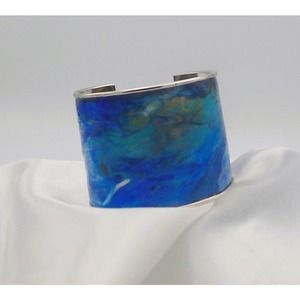 Silver 2" Cuff Bracelet - Wearable Art - Hand Painted One of a Kind